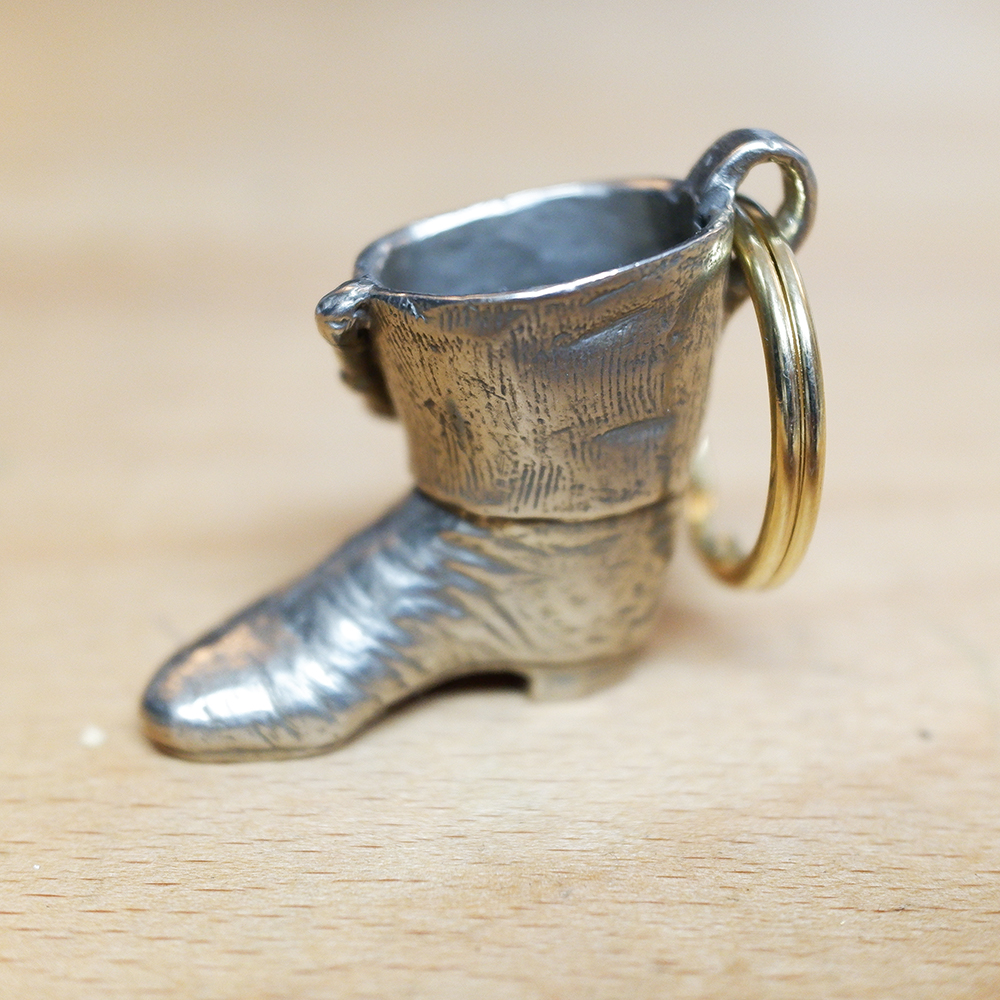 Lost Wax Cast Brass Elephant's Boots Keyring image 1